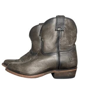 Frye Billy Short Pull On Distressed Grey Leather Bootie Boots Size 7